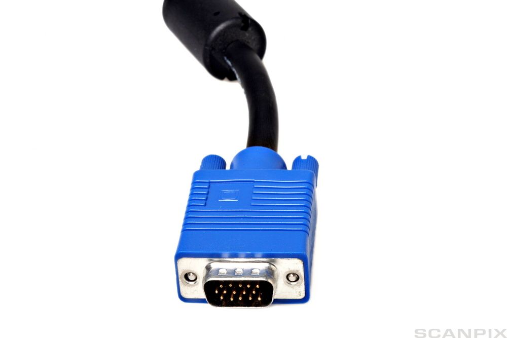 Pluggen på en VGA-kabel. Foto.