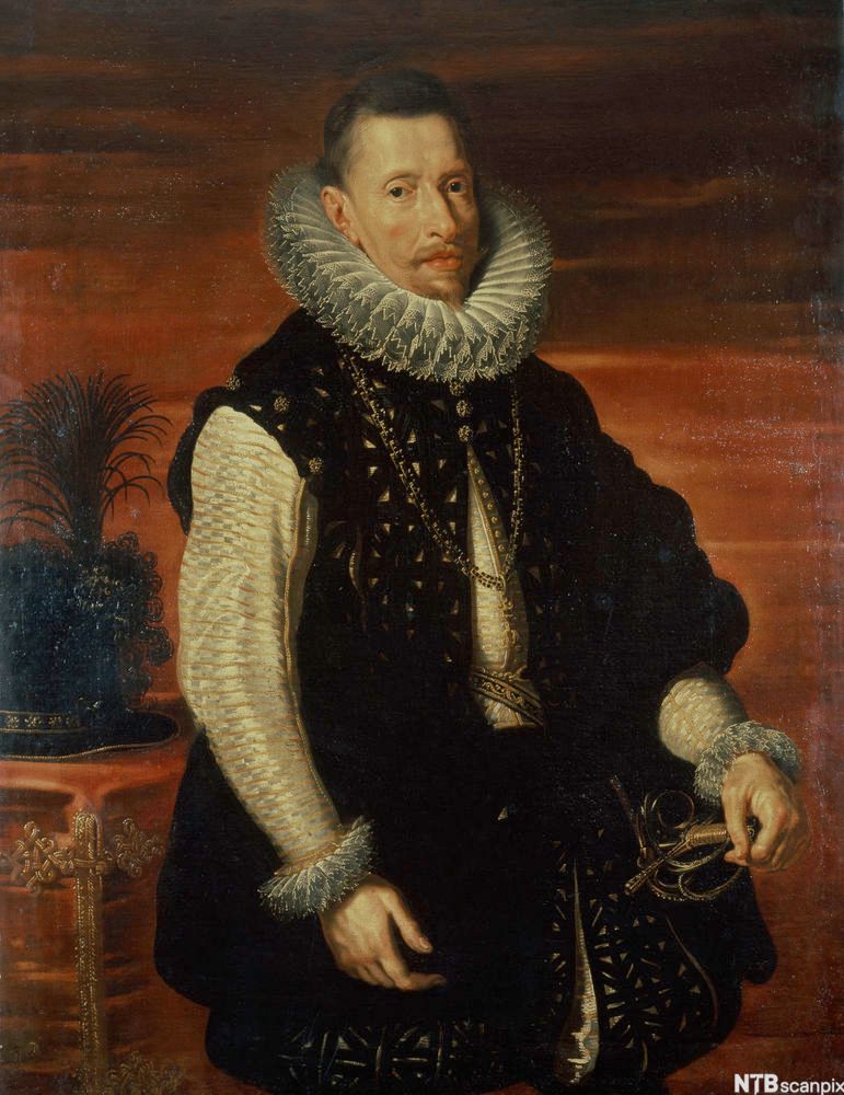 Portrett av en mann med pipekrage. Maleri.