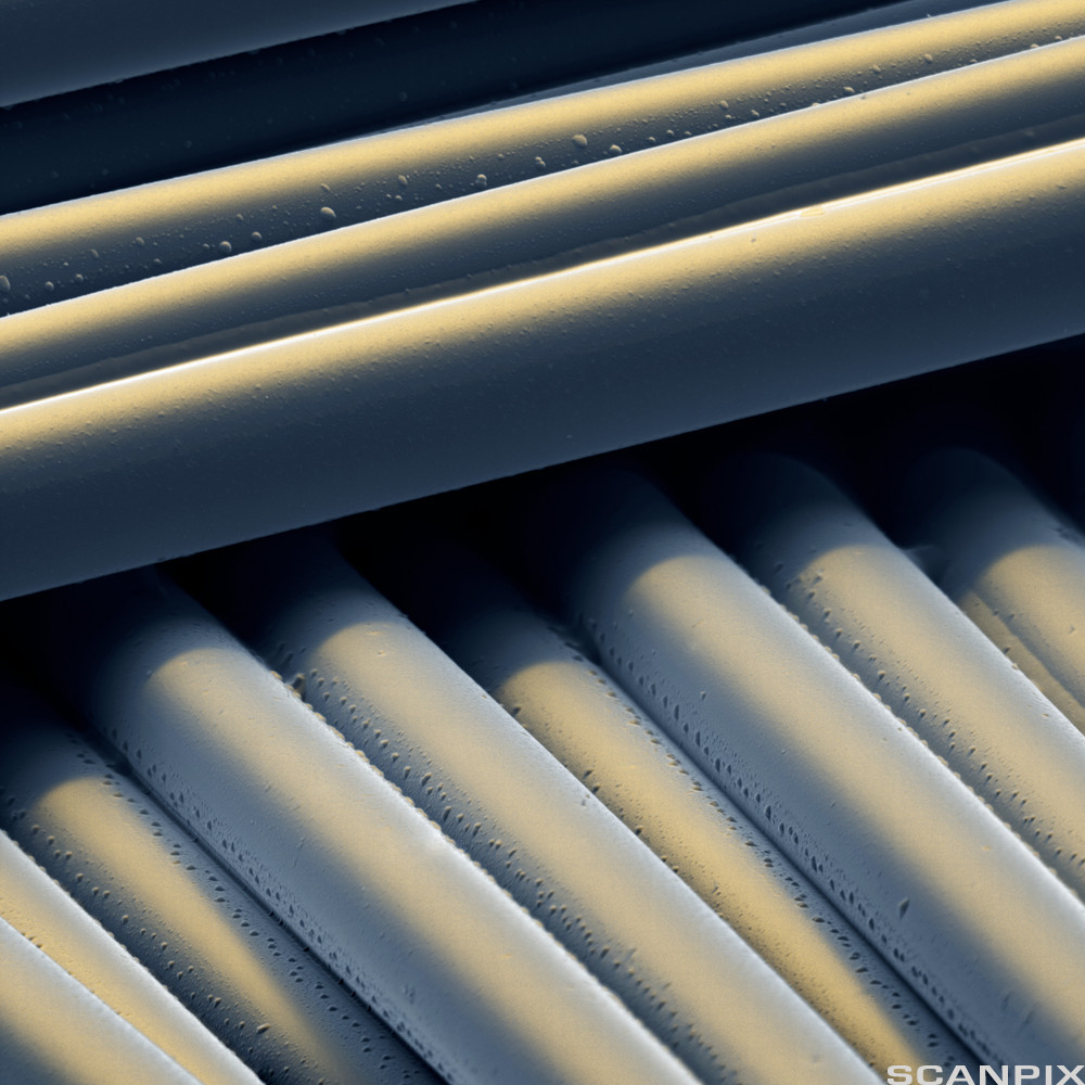 Nærbilde av glassfiberstenger. Foto.