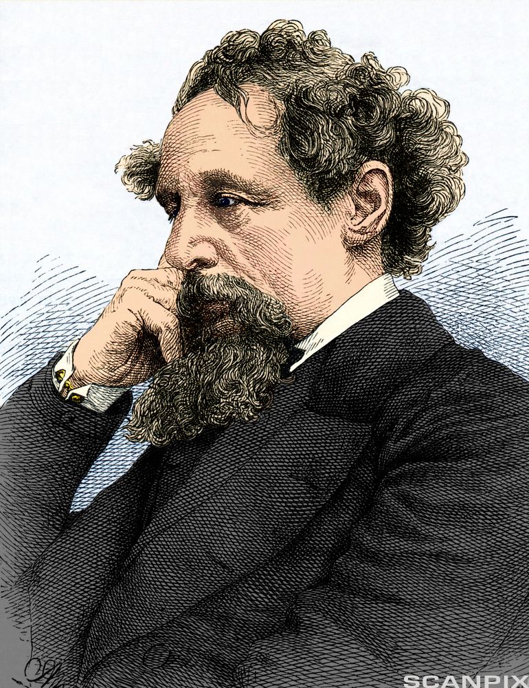 Eit portrett av Charles Dickens. Illustrasjon.