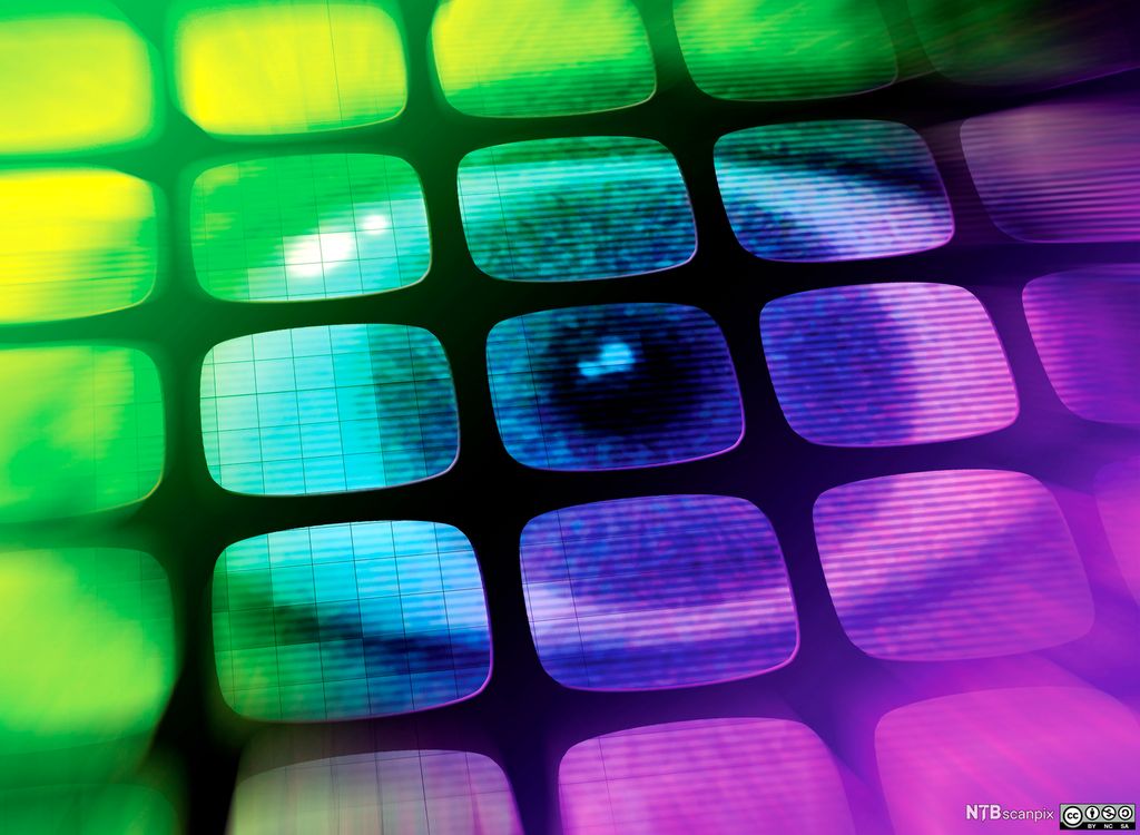 Et øye i mange skjermer. Illustrasjon.