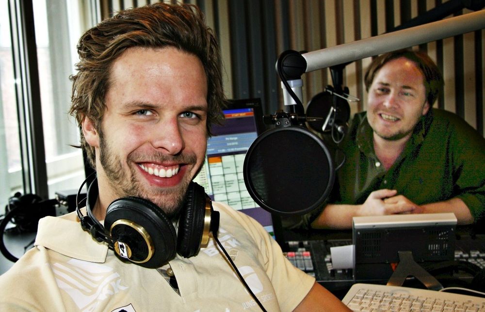 Alexander Dale Oen i radiostudio i P4. Foto.