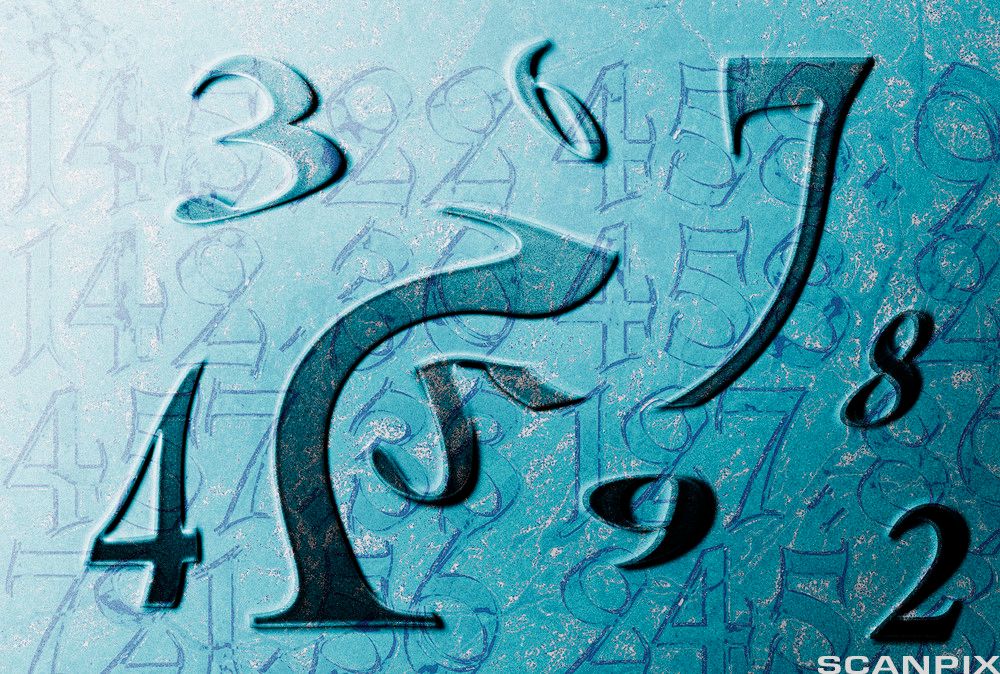 Tilfeldige tall plassert hulter til bulter. Illustrasjon.