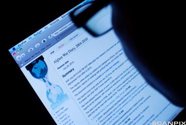 Person leser oppslag i en wiki. Fotografi.