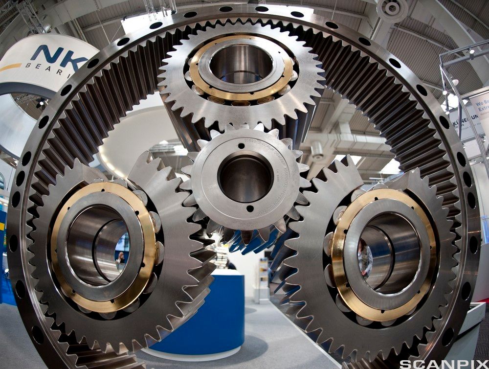 Vindturbin med planetarisk lagre for to-trinns planetgir. foto.