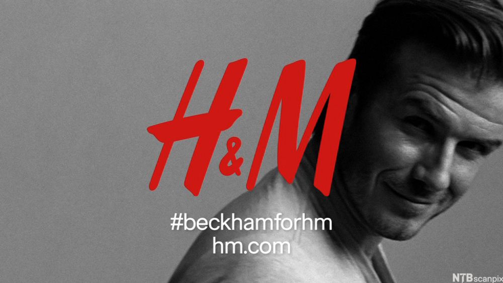 Reklameplakat for Hennes og Mauritz med emneknaggen #beckham for hm. Foto.