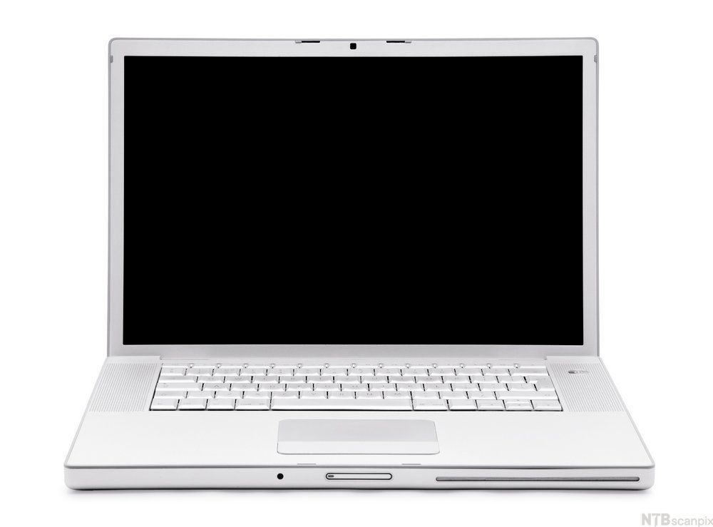 Bærbar PC med svart skjerm. Foto