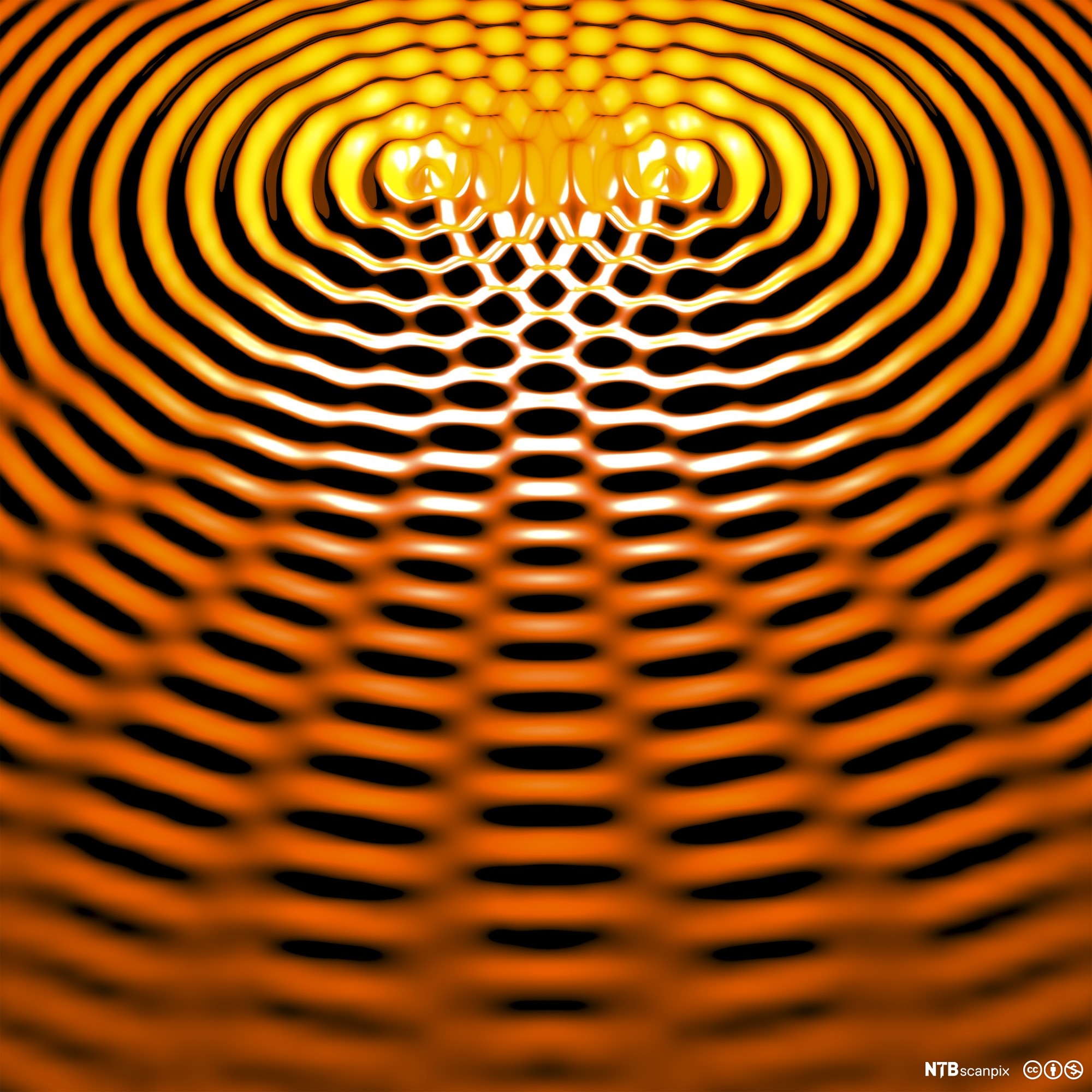 To bølger møter hverandre og danner fint mønster. Illustrasjon.