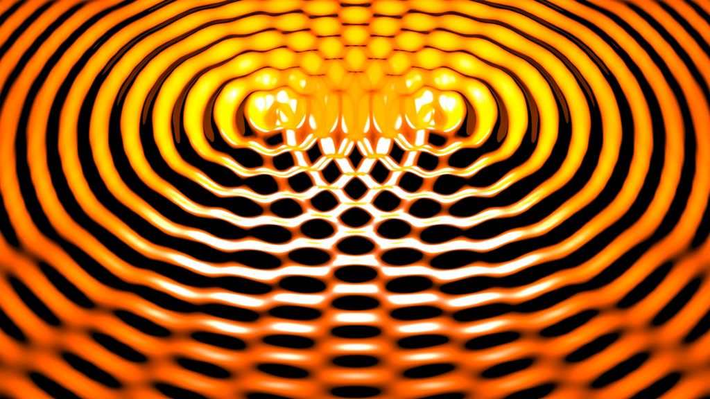 To bølger møter hverandre og danner fint mønster. Illustrasjon.