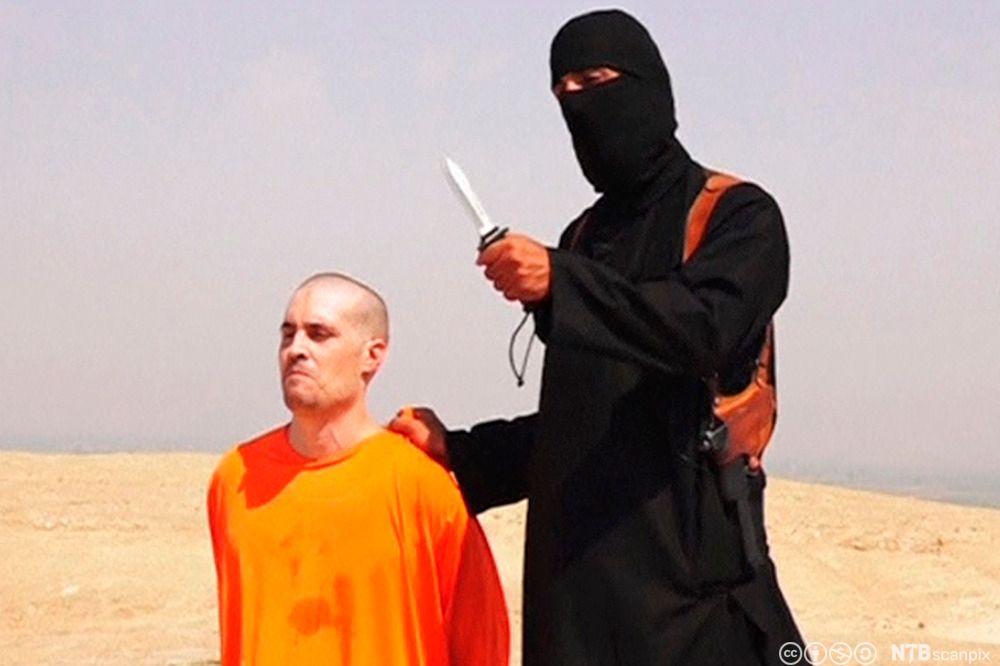 Stillbilde fra videoen som viser henrettelsen av journalisten James Foley. Foto.