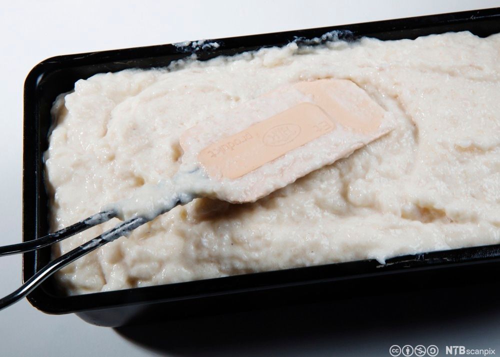 Hjemmelaget fiskepudding i form. Foto.