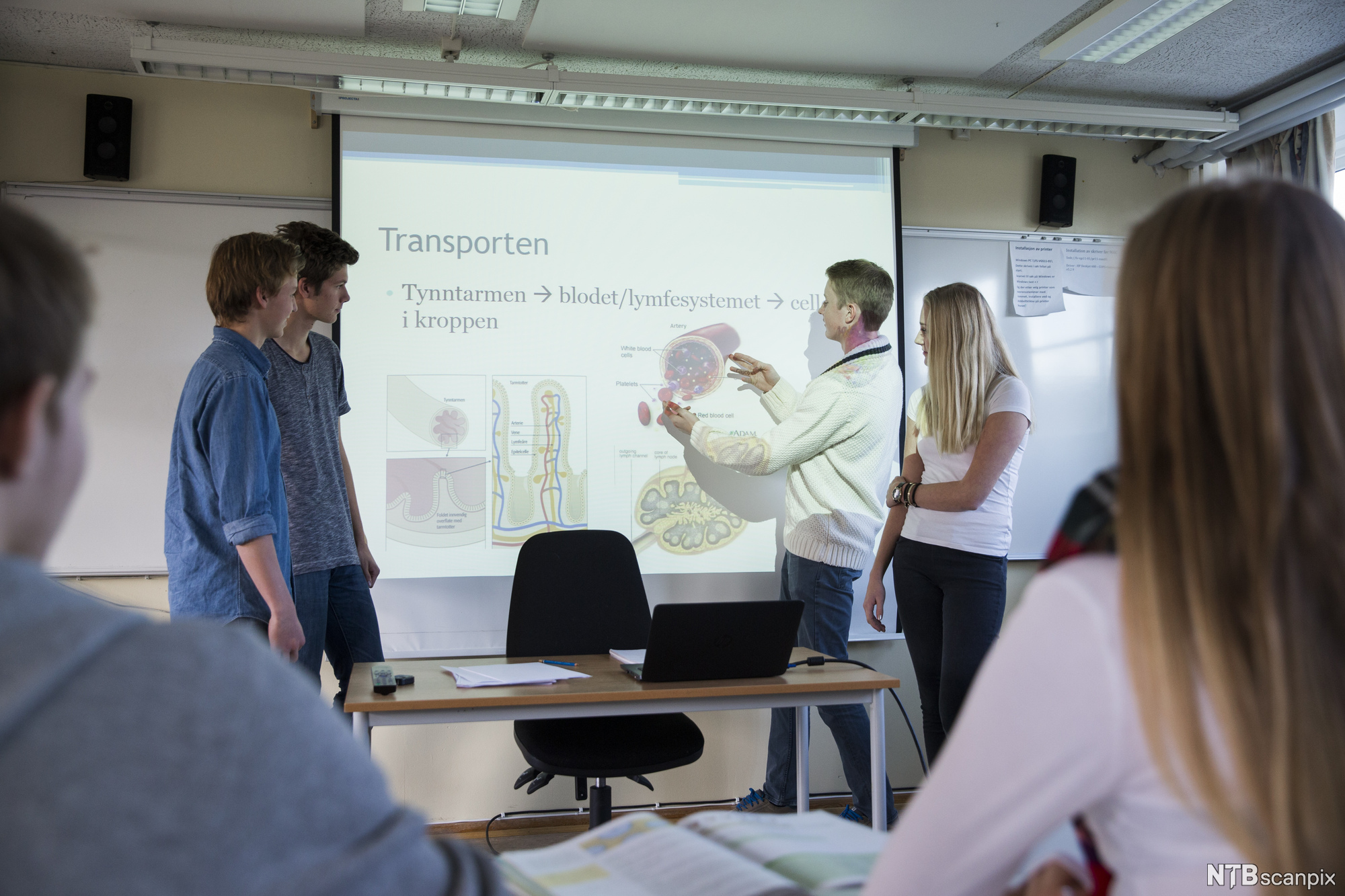 Elever holder presentasjon for klassen. Foto.