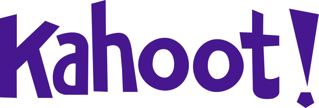 Kahoot sin logo. Navnet "Kahoot" er skrevet i lilla på kvit bakgrunn. Foto.