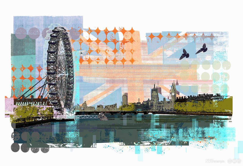 London Eye on River Thames opposite Westminster in London