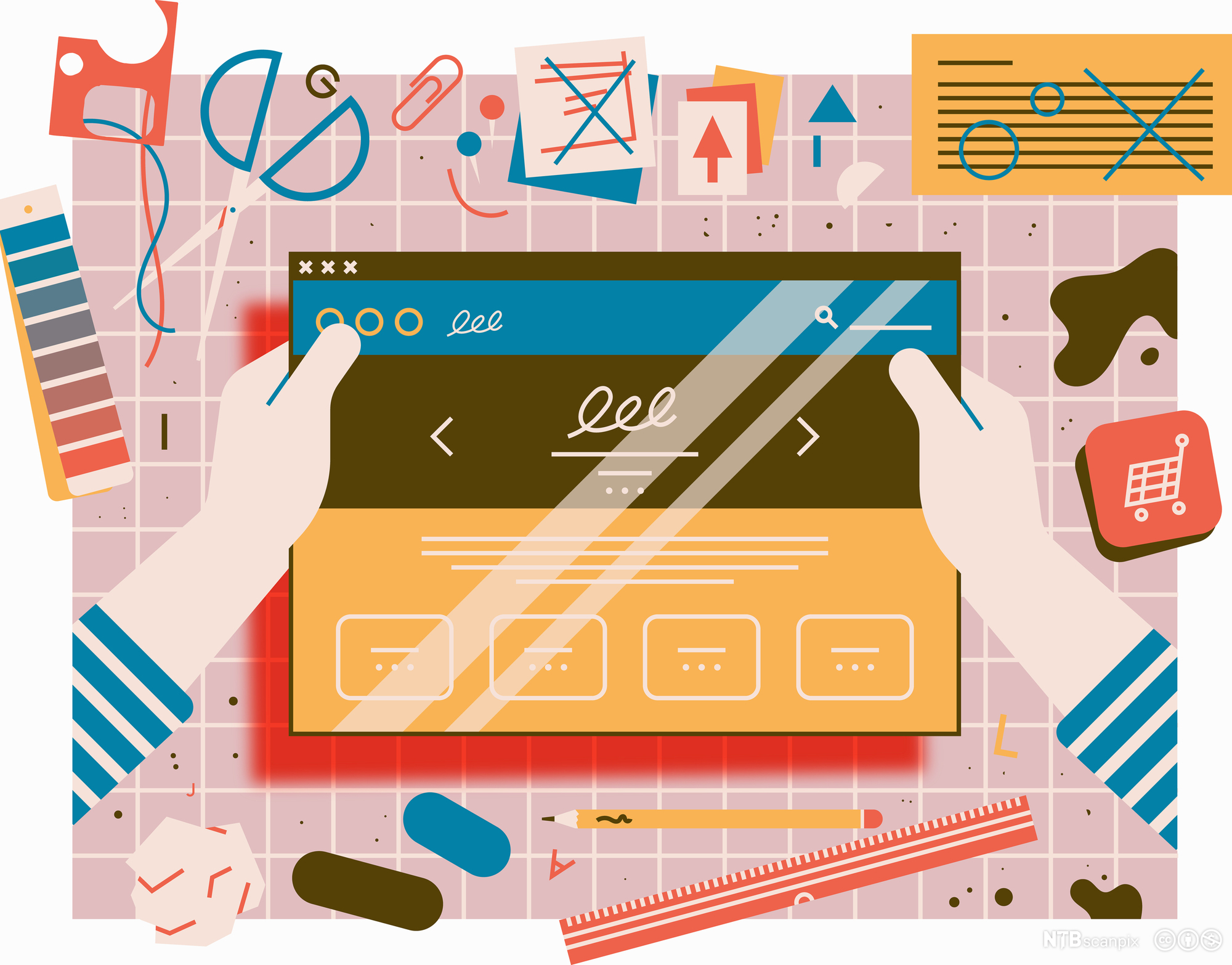 Grafisk illustrasjon som viser nettstedet for en liten virksomhet.