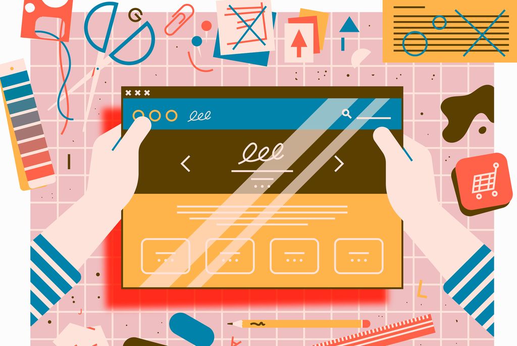 Grafisk illustrasjon som viser nettstedet for en liten virksomhet.