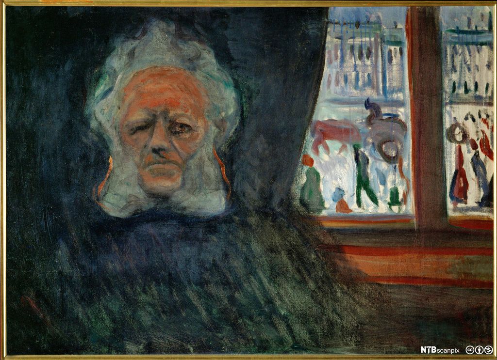 Måleri med portrett av Henrik Ibsen. Foto.