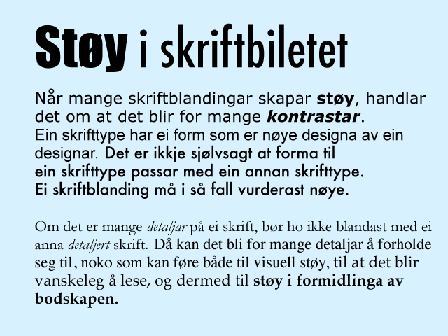 To avsnitt frå brødteksten i artikkelen skrivne med mange ulike skrifttypar, skriftstorleikar og skriftsnitt. Skjermutklipp.