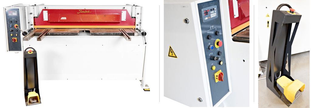 Tre bilete av platesaks. Heile verktøyet, nærbilete av beteningspanelet og nærbilete av fotpanelet. Foto.