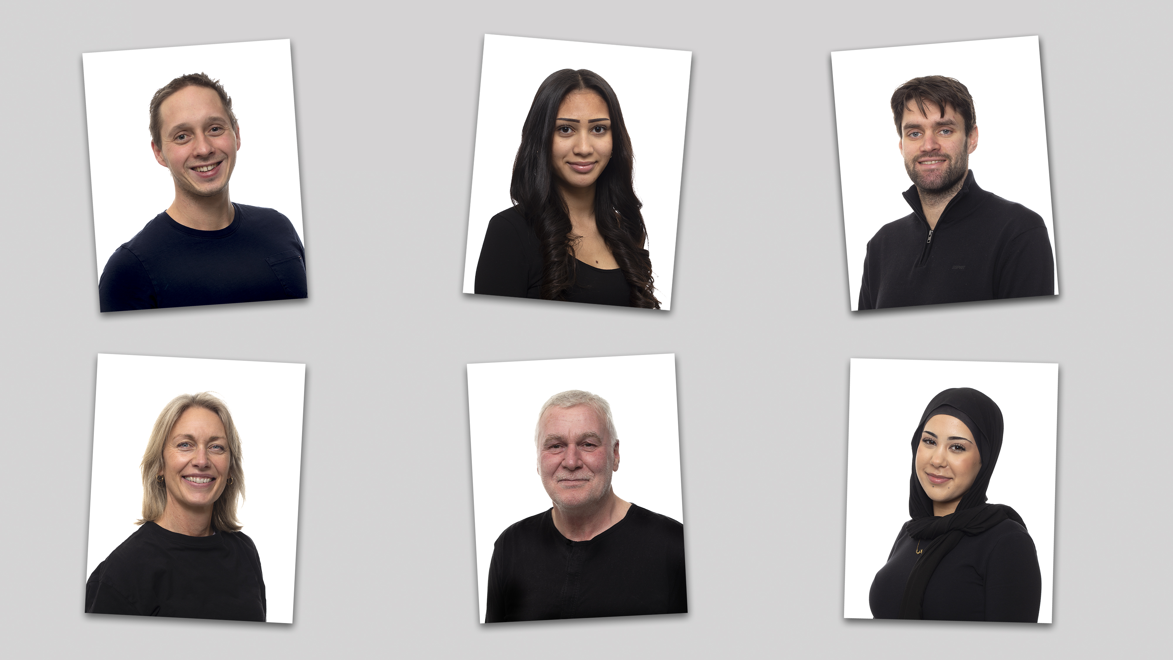 Samling med bilder av seks personer som representerer forskjellige målgrupper. Foto.