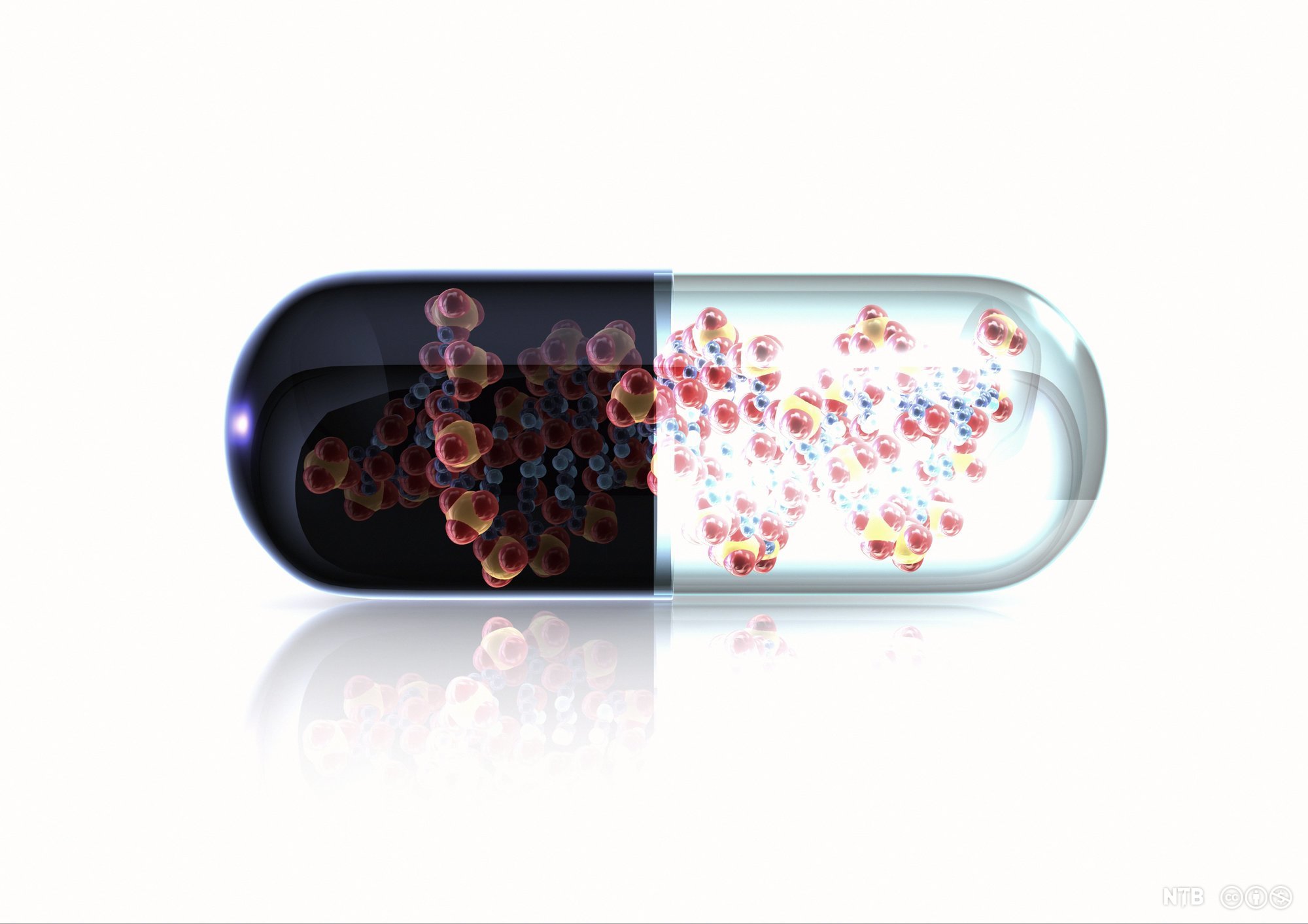 En pille som inneholder en DNA-heliks. Konseptuell illustrasjon av genterapi. 