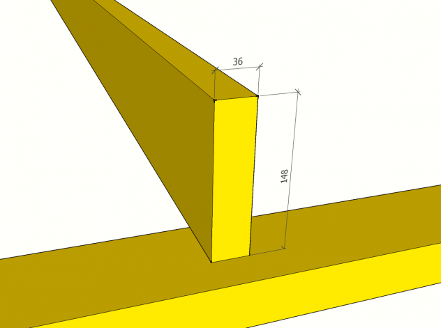 En bjelke som står på en svill. Illustrasjon.