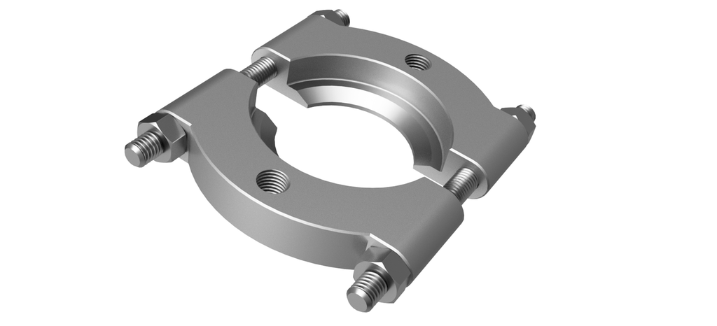 Verktøy bestående av to halvmåner som er skrudd sammen med skruer på begge sider. Illustrasjon.