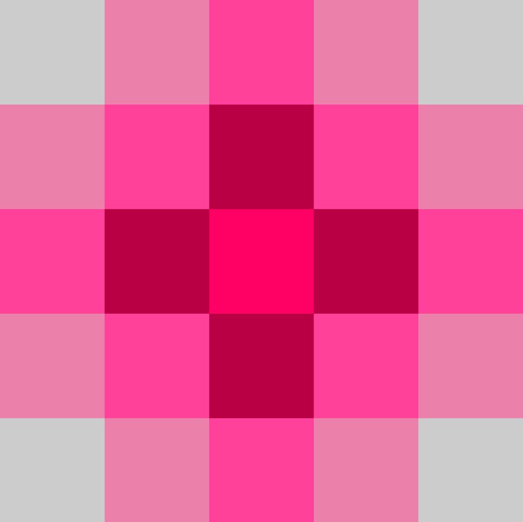 Rutemønster der rødfargen magenta er blandet med hvitt, svart eller grått. Illustrasjon.