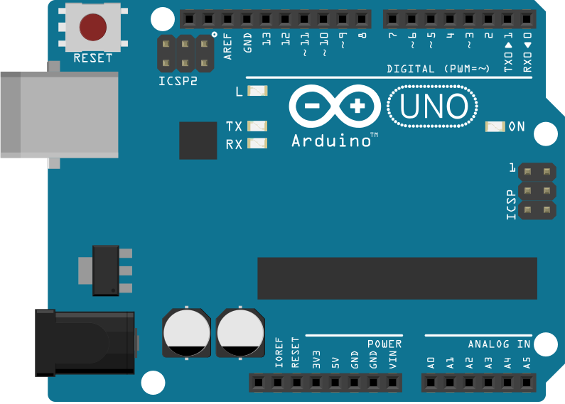 Krinskort til Arduino Uno. Illustrasjon.