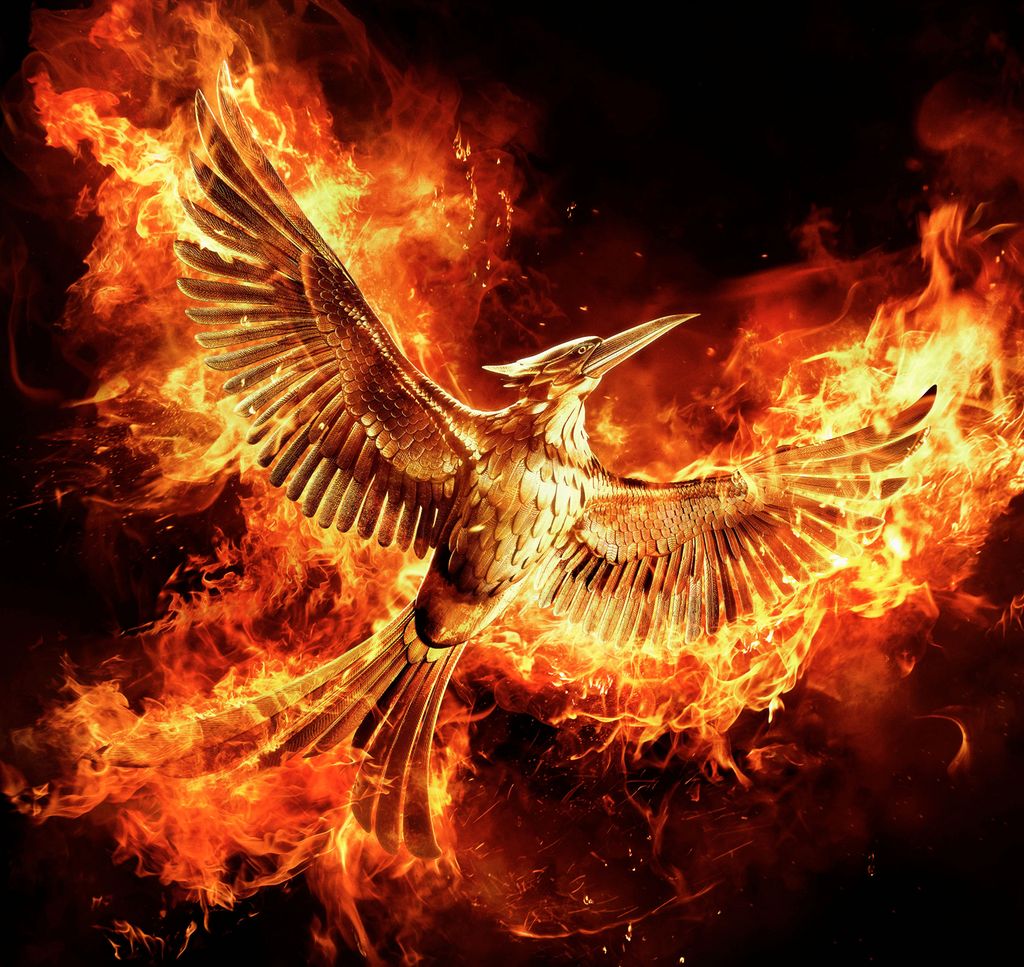 Plakat der motivet er ein svær fantasifugl i gull som svevar opp mot ein svart himmel. Fuglen er omgitt av flammar. Illustrasjon.