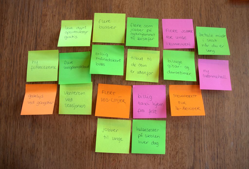 Post-it-lappar med tekst. Foto.