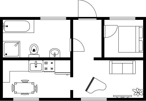 Romplan over en etasje. Illustrasjon.