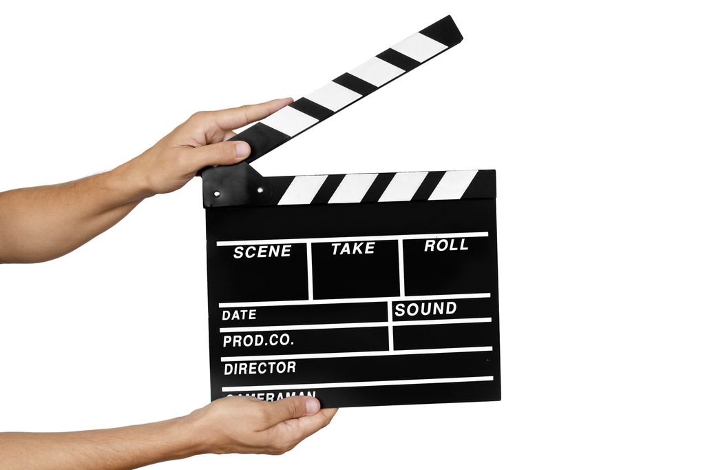 Clapperboard in film production. Photo. 